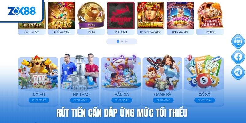 Rút tiền cần đáp ứng mức tối thiểu
